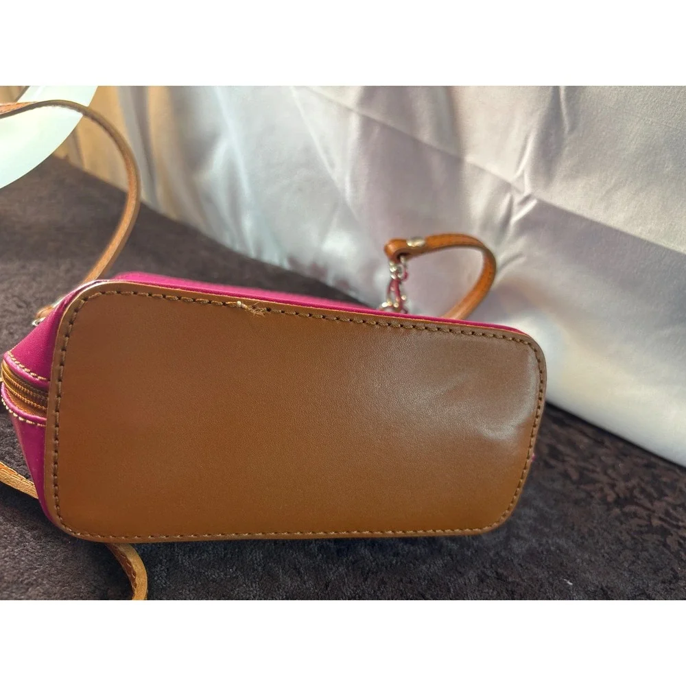 Zagara Magenta Pink Italian Leather Crossbody Bag Tan Trim Made in Italy